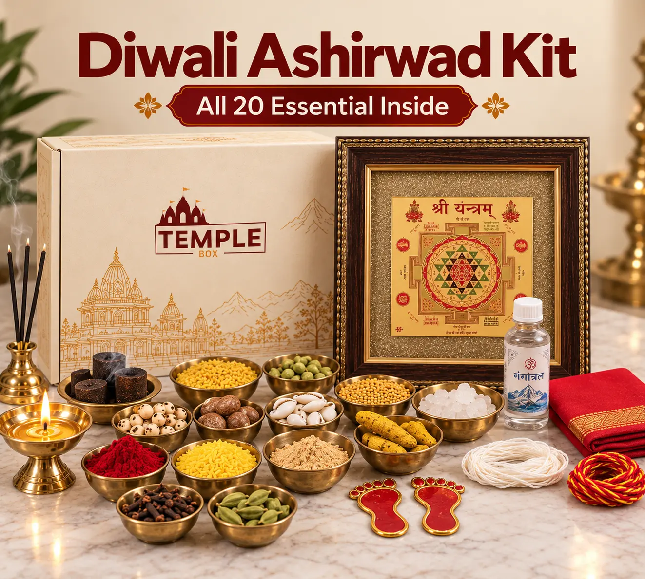 Diwali Ashirwad Kit Festive Display Diwali ashirwad complete kit temple box